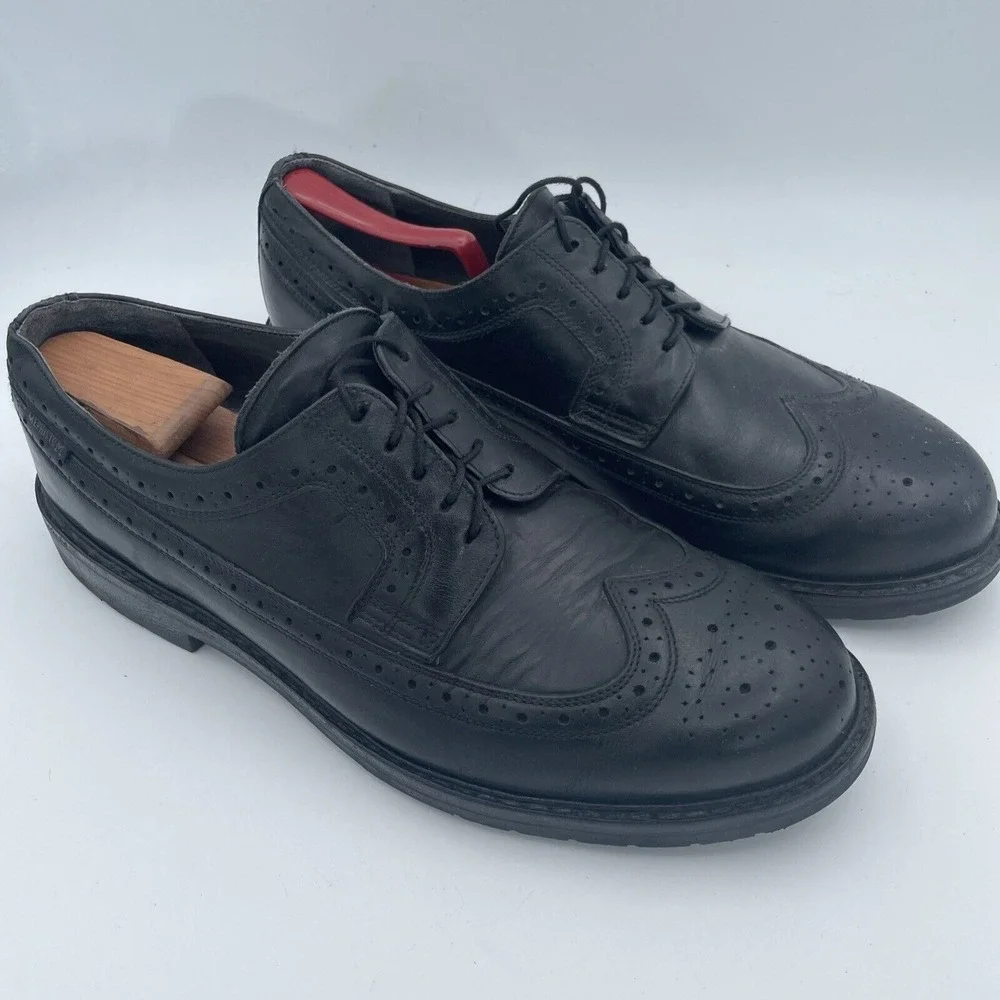 Mephisto Black Leather Goodyear Welt Men's‎ Wingtip Longing Shoes Size 12